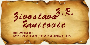 Živoslava Ranitović vizit kartica